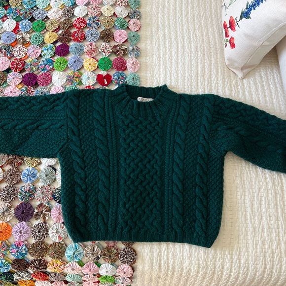 Vintage Wool Cable Knit Sweater Cambridge Dry Goods in Emerald Green Size Small - Picture 4 of 9